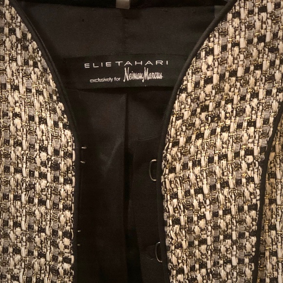 Ellie Tahari Metalic Gold & Black Jacket Blazer - Picture 7 of 8